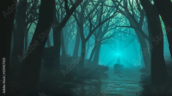 Fototapeta Czarownik w niebieskim lesie