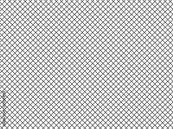 Fototapeta Vector illustration of simple lines of diagonal monochrome cells, squares, grid pattern. Black and white texture for the background. Isolated object.