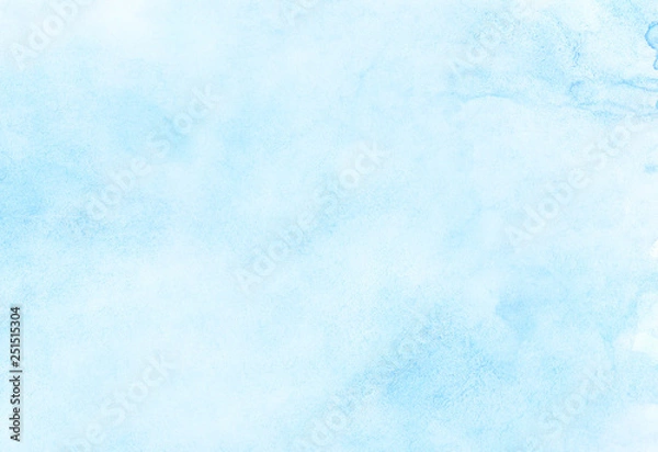 Fototapeta Abstract Gradient Light Sky Blue Shades Tło akwarelowe na białym papierze tekstury. Aquarelle pomalowana teksturowana na płótnie dla kart grunge, szablony vintage. Ręcznie rysowana ilustracja farby