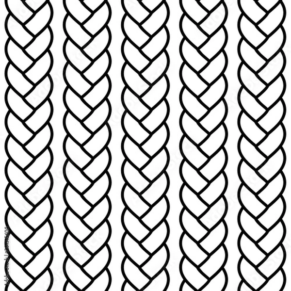 Obraz Black and white braided rope seamless pattern, vector