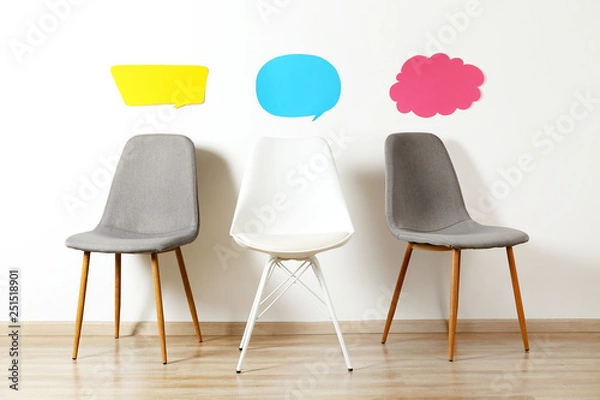 Fototapeta Lofty style chair with nobody sitting on it. Available seats.