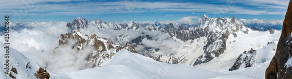 Fototapeta Mont Blanc mountain massif view from Aiguille du Midi Mount