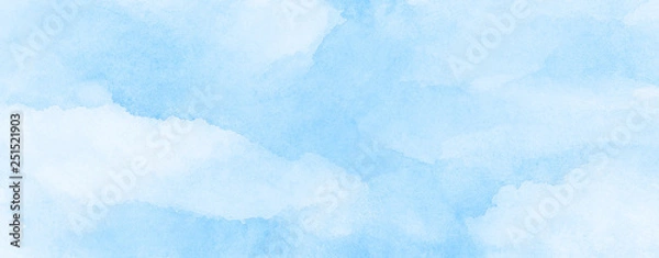 Fototapeta Creative vintage light sky blue background. Abstract watercolor paper textured illustration for design, vintage card retro templates. Smooth turquoise colors wet effect hand drawn aquarelle canvas