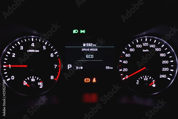 Fototapeta speedometer dashboard with illumination
