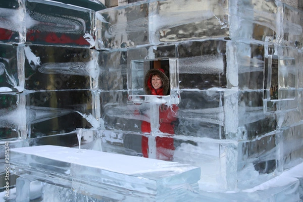 Fototapeta pretty woman in a ice hotel