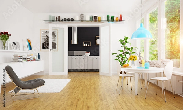 Fototapeta modern scandinavian dining room design.