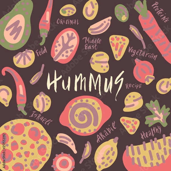 Fototapeta Hummus vector handdrawn objects