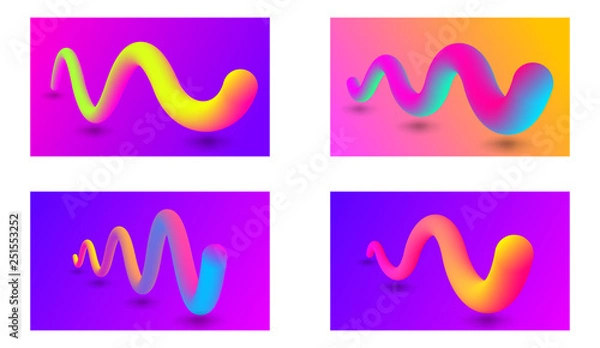 Fototapeta Set of abstract colorful gradient background. Modern swirl gradient background. Vector gradient shape set