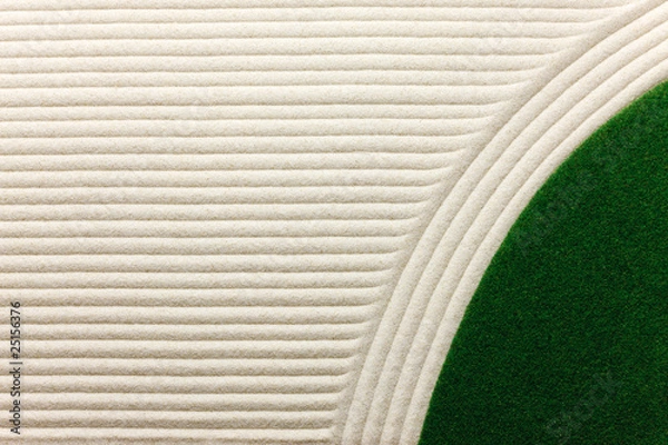 Obraz 砂紋と緑の芝生