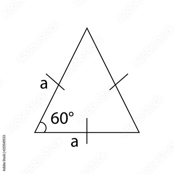 Fototapeta Equilateral triangle sign. 60 degrees sign