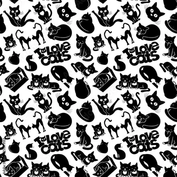 Fototapeta Seamless pattern with cats for seamless background.