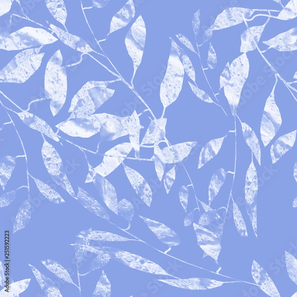 Obraz seamless pattern with leaves and flowers. floral design background. Watercolor illustration