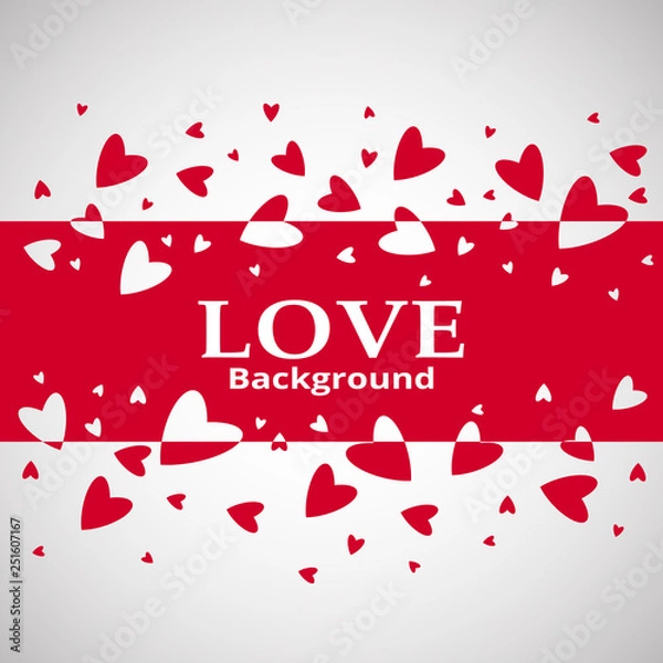 Obraz Red Background With Heart Shapes Vector Illustration