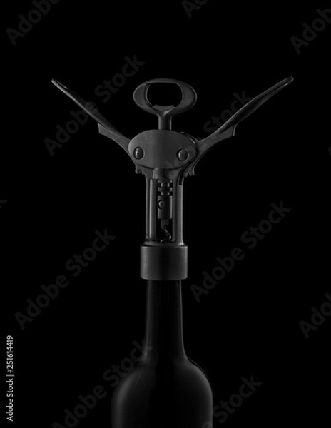 Fototapeta A corkscrew on a bottle