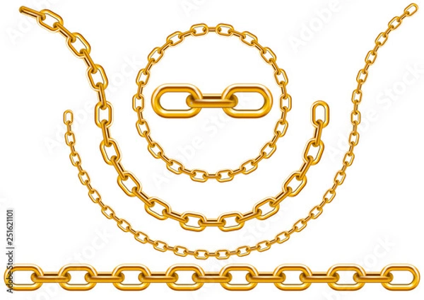 Fototapeta Gold chains in different sizes and forms