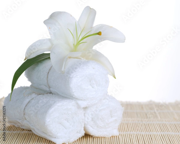 Fototapeta Spa setting over white
