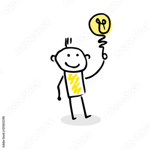 Fototapeta Simple vector stick figure with great idea.