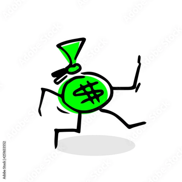 Fototapeta Creative illustration of the money running from someone.