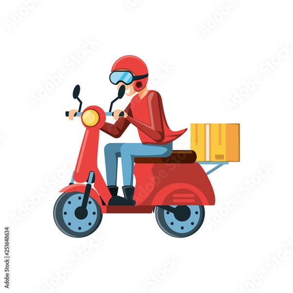 Obraz delivery worker in motorcycle