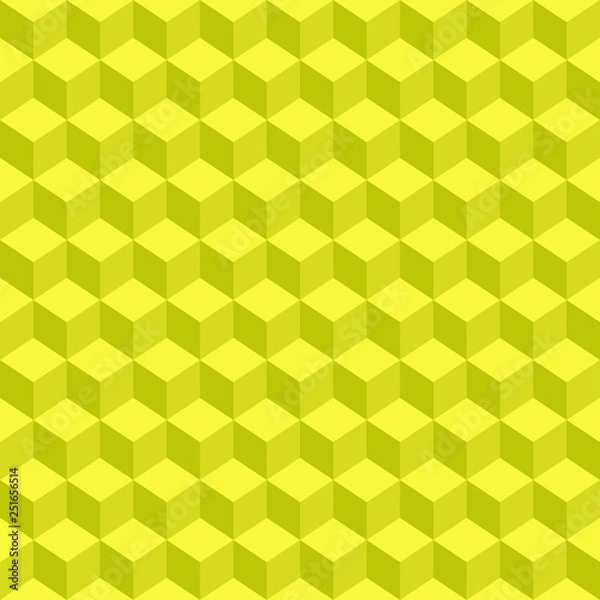 Fototapeta Yellow 3d cubes with a shadow in a perspective view. Seamless pattern. Vector background.