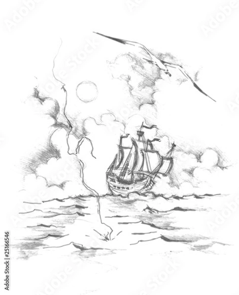 Fototapeta The ship drawing
