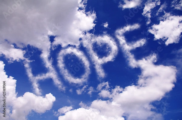 Fototapeta 青空に浮かぶHOPEの文字