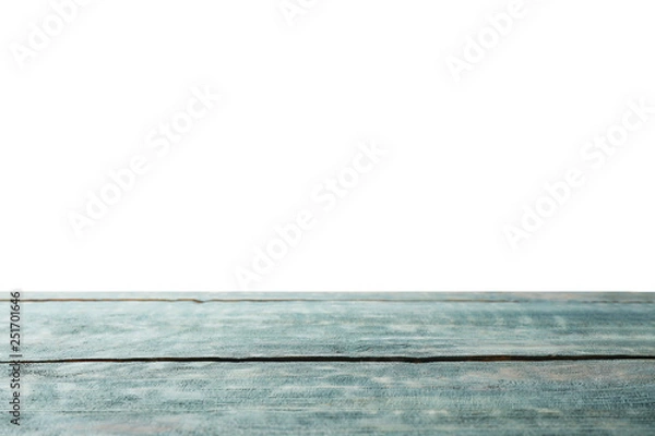 Fototapeta Empty wooden surface against white background. Mockup for design