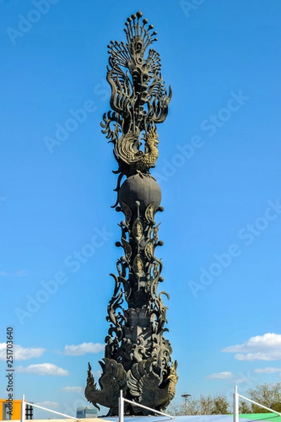 Fototapeta Tangshan City - March 30, 2018: Sculpture and Architecture of Tangshan Nanhu Park, Tangshan City, Hebei Province, China.