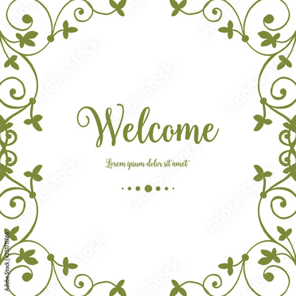 Fototapeta Vector illustration pattern art floral frame with card writing welcome hand drawn