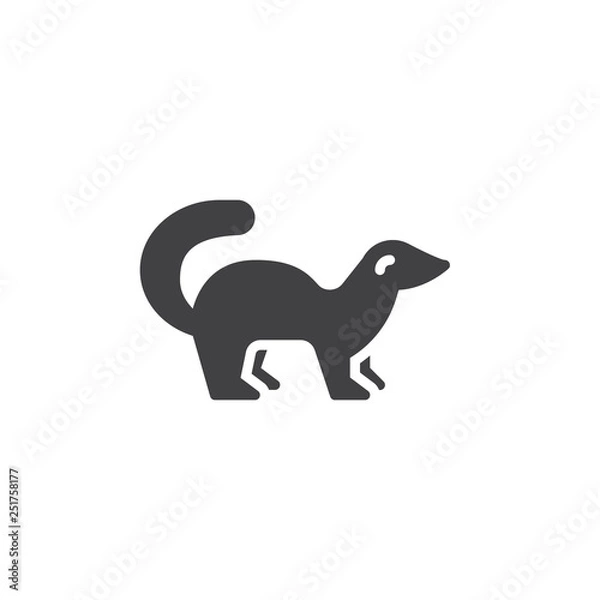 Fototapeta Mink side view vector icon. filled flat sign for mobile concept and web design. marten standing glyph icon. Wild forest animal symbol, logo illustration. Pixel perfect vector graphics