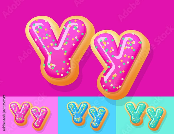 Fototapeta Vector tasty Donut Alphabet set. Font with different Colors option. Letter Y