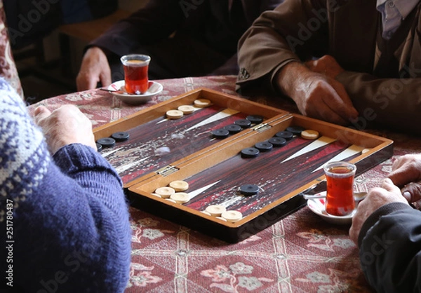 Obraz people playing backgammon
