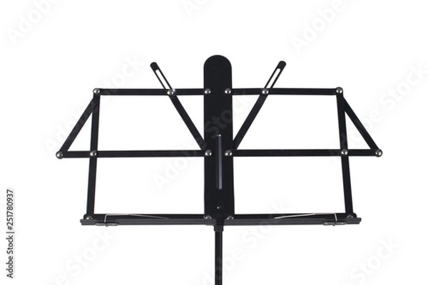 Fototapeta close up on a  black music stand isolated on white background  with clipping path and copy space for your text