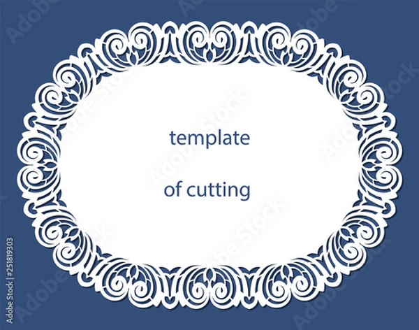 Fototapeta Lace round paper doily, greeting element, laser cut  template, doily to decorate the cake,  vector illustrations.