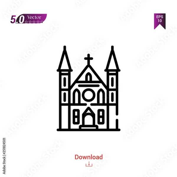 Fototapeta Outline binnenhof icon isolated on white background. Line pictogram. Graphic design, mobile application, logo, user interface. Editable stroke. EPS10 format vector illustration
