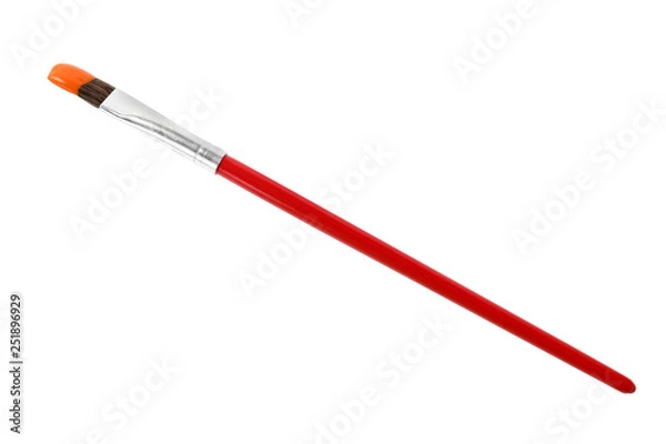 Obraz Brush with color paint on white background, top view