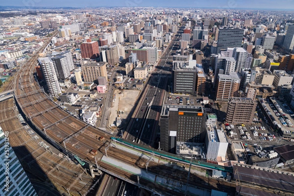 Fototapeta 宮城仙台の冬の都市風景