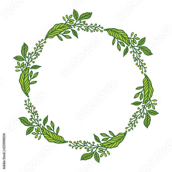 Obraz Vector illustration leaf floral frame circular hand drawn