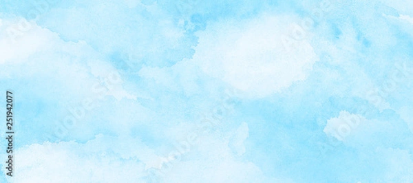 Fototapeta Turquoise color hand drawn frame illustration. Grunge effect light sky blue shades watercolor background. Aquarelle paint paper textured canvas for vintage text design, retro greeting card, template