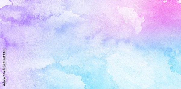 Fototapeta Fantasy gładki jasnoróżowy, fioletowe odcienie i niebieska akwarela tekstowa ilustracja do designu grunge, karty vintage, szablonów. Pastel Athk Colours Wet Effect Ręcznie rysowane płótno