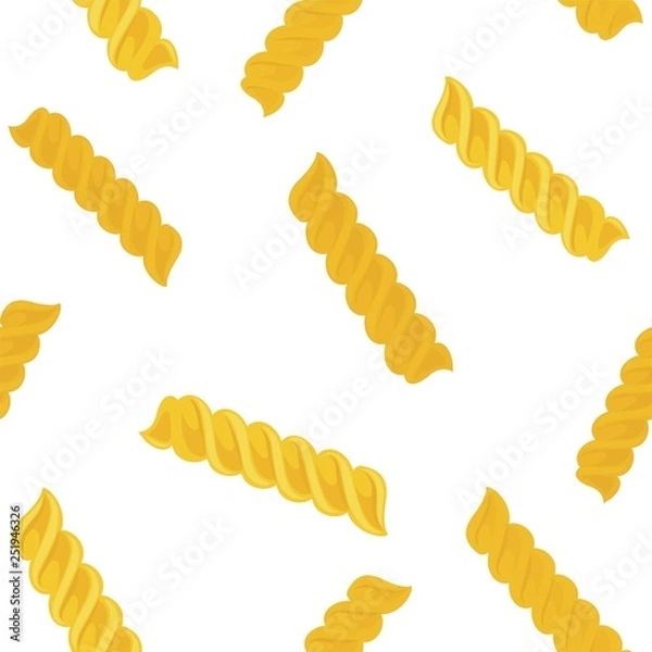 Fototapeta Fusilli or fusillini pasta vector seamless pattern on white