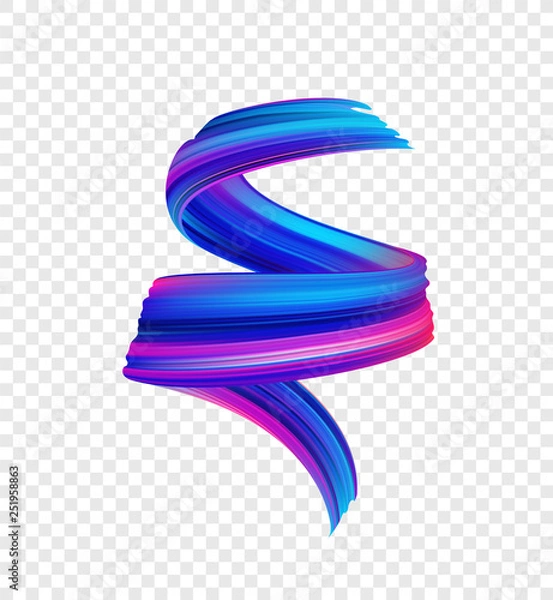 Fototapeta Vector illustration: 3d realistic colorful brush stroke oil or acrylic paint. Wave Liquid shape. Trendy abstract design