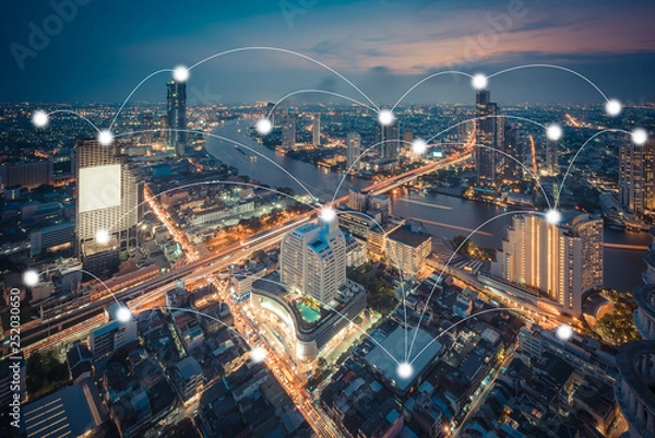 Fototapeta network and connection concept