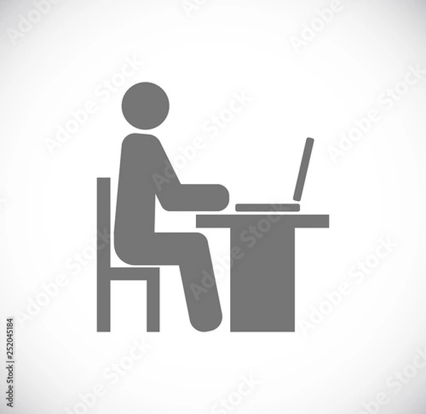 Fototapeta person man sitting for computer icon