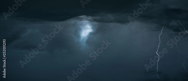 Fototapeta Lightning on a stormy clouds