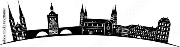 Obraz Bamberg skyline detailliert gebogen // Vektor