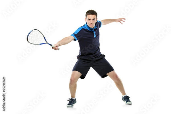 Fototapeta A squash player playing
