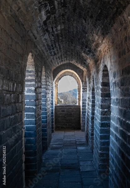 Fototapeta China's famous landmark buildings, the Great Wall and mountains.