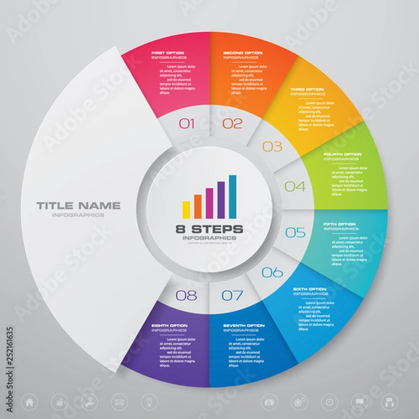 Obraz 8 steps cycle chart infographics elements for data presentation. EPS 10.