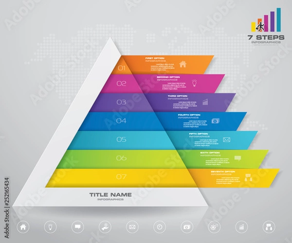 Obraz 7 steps pyramid with free space for text on each level. infographics, presentations or advertising. EPS10.